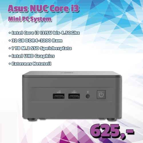 Asus Nuc Core i3 um 625 €