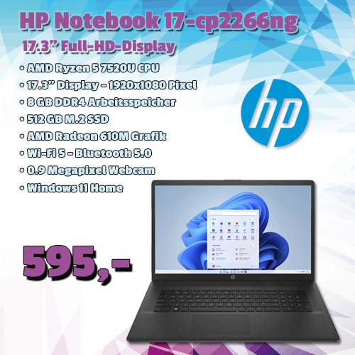 HP Notebook 17-cp2266ng um 595 €